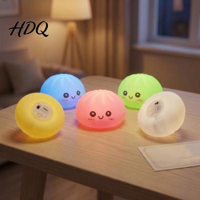 Rice Dumpling Stress Reliever Glow In the Dark Bun Squeeze Toy LED Light Up Relief Soft Skin-friendly Toy Fidget Sensory for Adults Kids Cute Desk