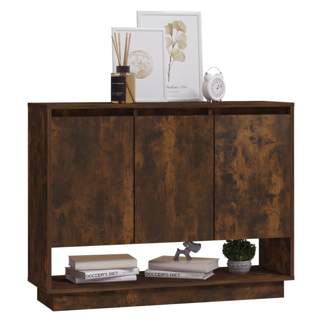Sideboard Smoked Oak 97 x 31 x 75 cm Wood Based Material