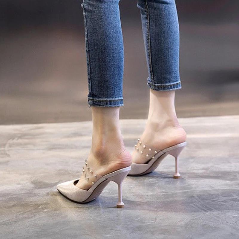 Fashion Woman Slippers Sexy Heeled Easy Wears Slides Non Slip Designer Luxury Summer Sandals 2025 Cheap Liquidation Pvc Shoes for Women