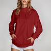 Women's Fashion Casual Long Sleeve Solid Color Hooded Sweatshirt Tops
