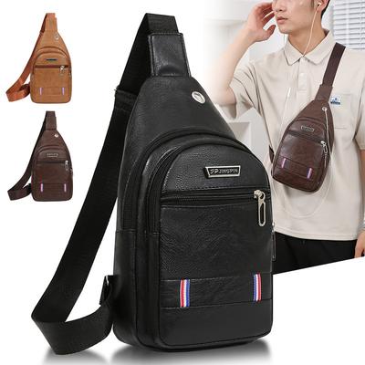 PU Brusttasche Herren Brusttasche Umhängetasche Freizeit Sport Wasserdicht Outdoor Koreanische Version des Trends der Herren Umhängetasche.
