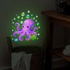 Glow-In-The-Dark Painted Octopus Toilet Sticker Self-Adhesive Removable Wall Decals Home Decor Luminous Car Sticker