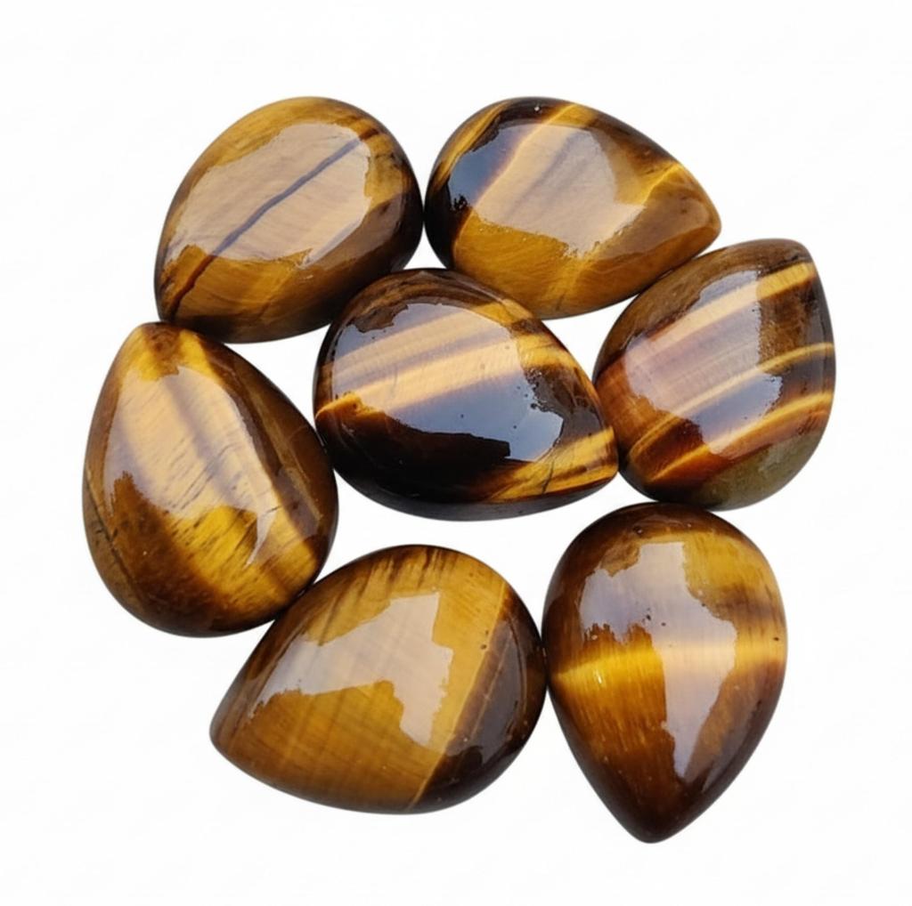 Natural Tiger's Eye Teardrop Cabochons - Polished Golden Tiger's Eye Pear Shaped Stones