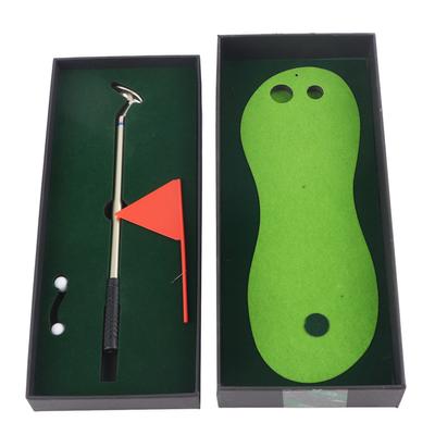 Desktop Kleine Golf Spiel Praxis Set Kugelschreiber Putter Golf Ball Putting Matte Flagge