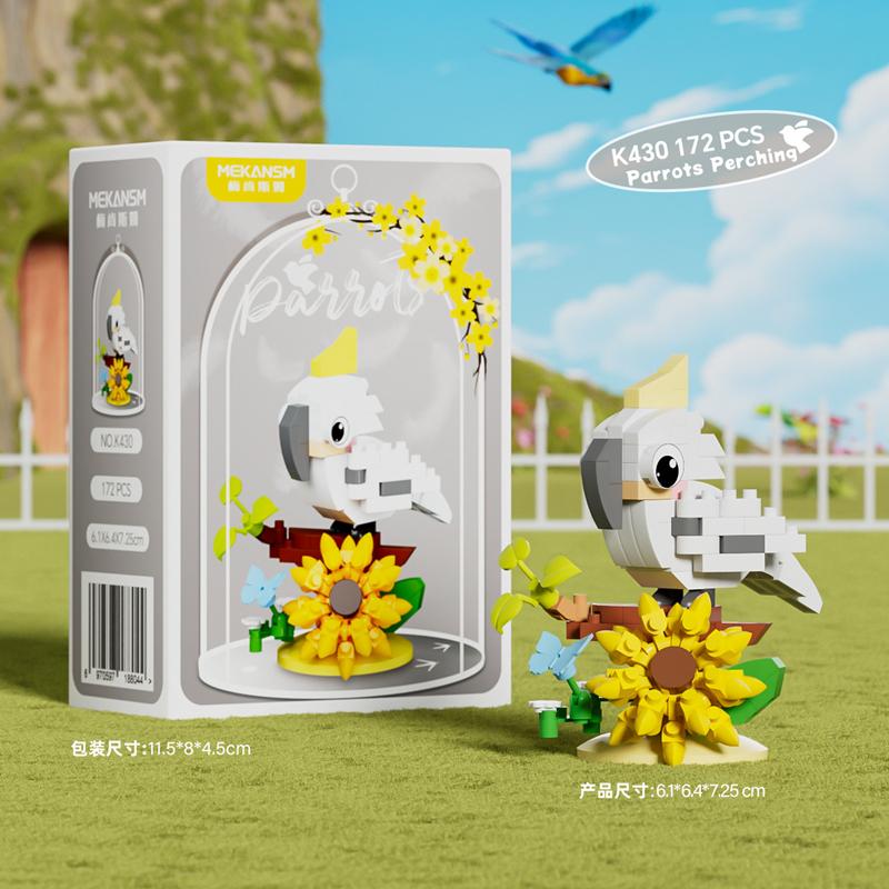 Creative bird parrot building blocks flower color parrot perch animal trendy toys children's educational toys
