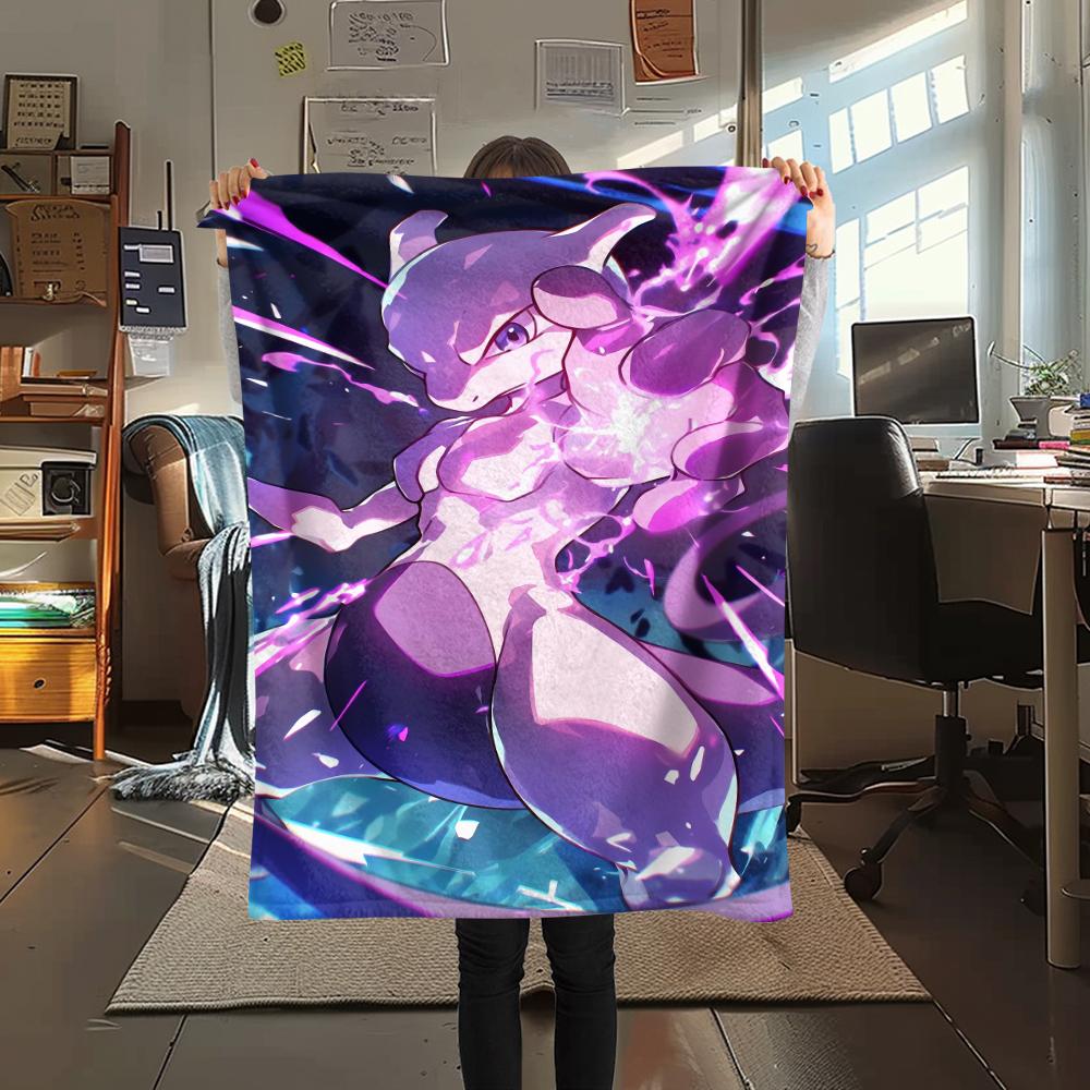Pokémon Charakter Print Flaneldecke, Hohe Qualität, Bequem für Alle Jahreszeiten, Heimdekoration, Wärme und Komfort, Perfekt für Weihnachtsgeschenke