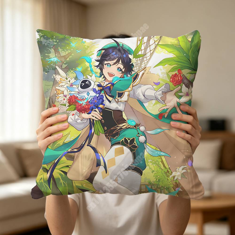 Venti Genshin Impact Pillow Cover Sofa Couch Cushion Case Creative Workspace Accent Home Decor