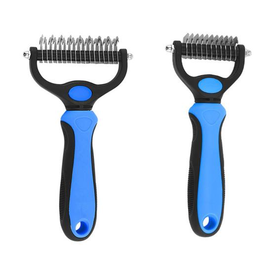 Pet Deshedding Brush Double-Sided Undercoat Rake for Dogs Cats Extra Wide Pet Shedding And Dematting Comb for Grooming