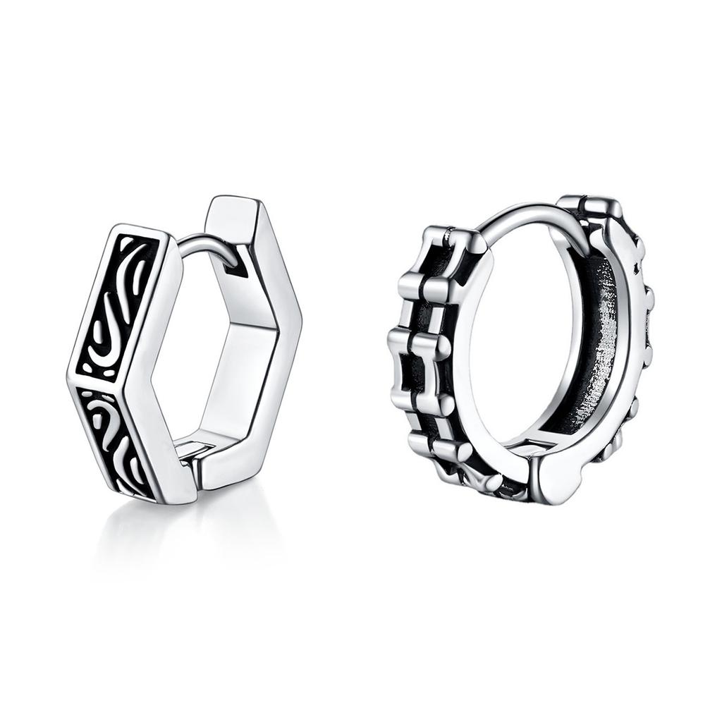 Vnox Retro Triangle Hoop Earrings for Men Dad Husband Boyfriend, Stainless Steel New Gothic Geometric Ear Gifts Jewelry