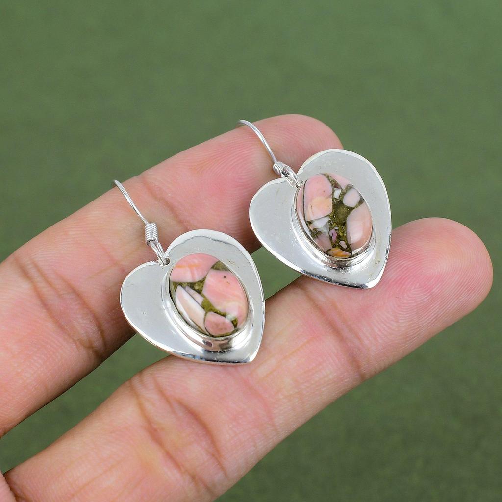 Copper Pink Opal Earring 925 Sterling Silver Earring Handmade Jewelry Original Gemstone Earrings Silver Jewelry Gifts For Mom Unique Earring
