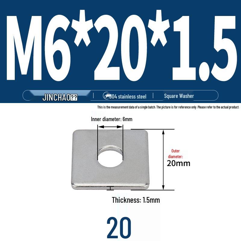 304 Stainless Steel Thickened Square Flat Washer for Curtain Wall (M4-M16)