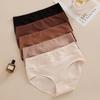 Plus Size Women Simple Pure Color Cotton Comfortable Skin Friendly Anti Bacterial High Waist Briefs