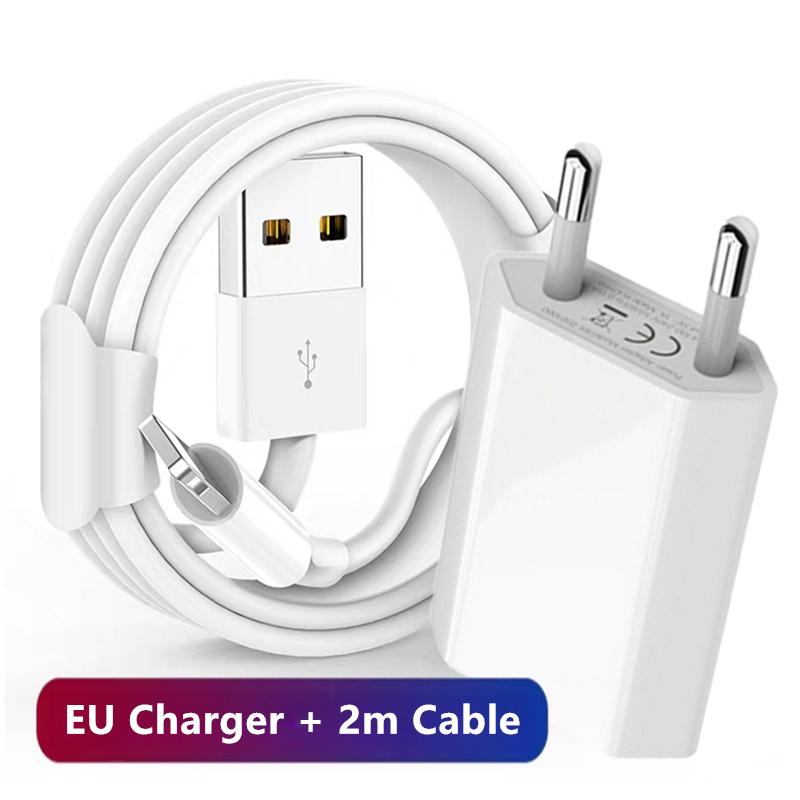 Original EU Fast USB Wall Charger For iPhone 6S 7 8 14 Plus X XR XS 11 12 13 Pro Max Rapid Charging Kit USB Cable 1m 1.5m 2m 3m
