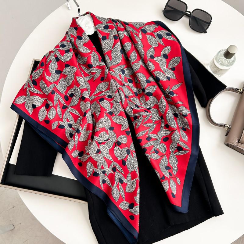 Čiernobiela hodvábna twill šatka so zvieracím vzorom - 90x90CM Jesenný/Zimný šál pre ženy