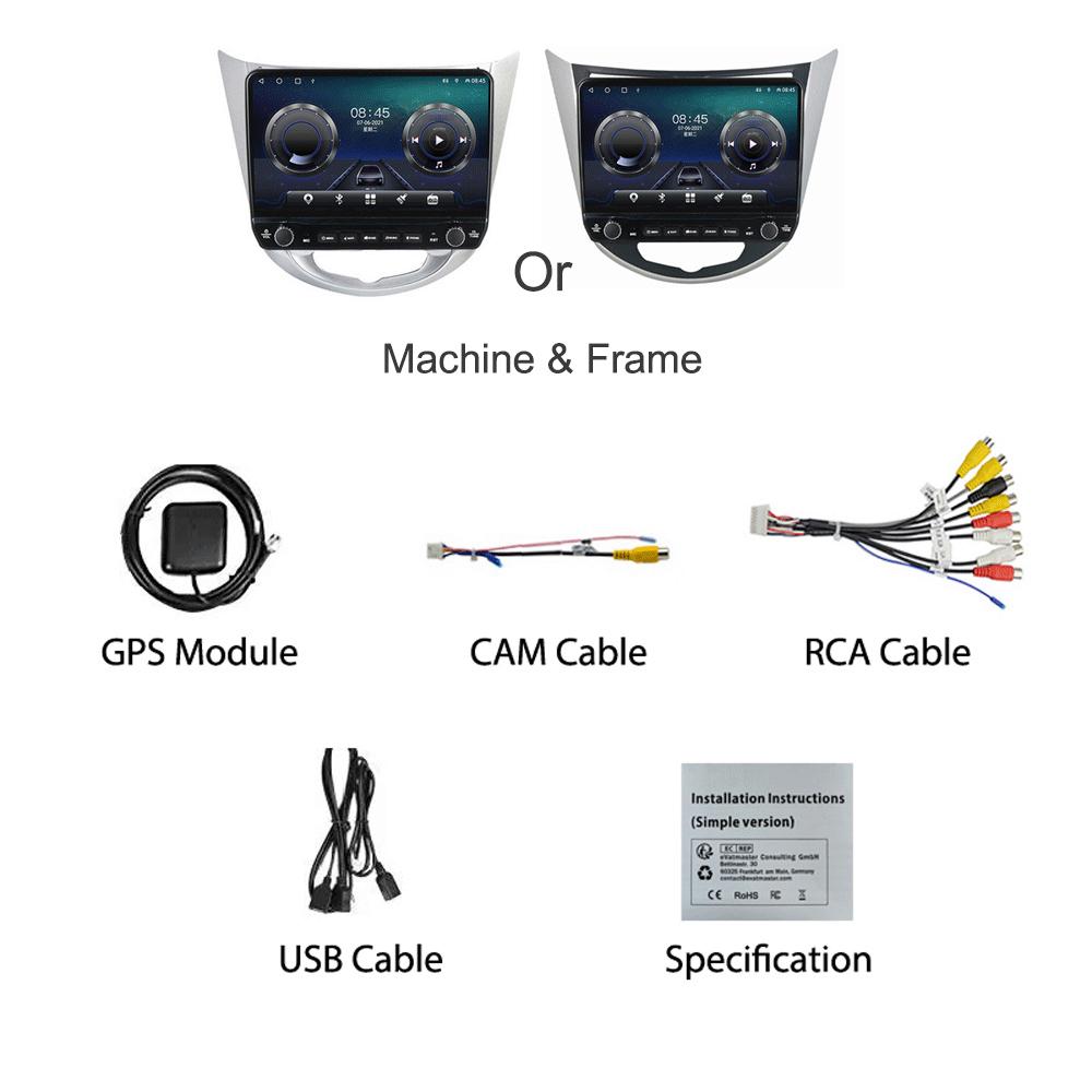 10 Inch For Hyundai Verna 2010-2016 With Button Knob Car Radio Multimedia Carplay 2Din Stereo Audio Android Video 2+32GB