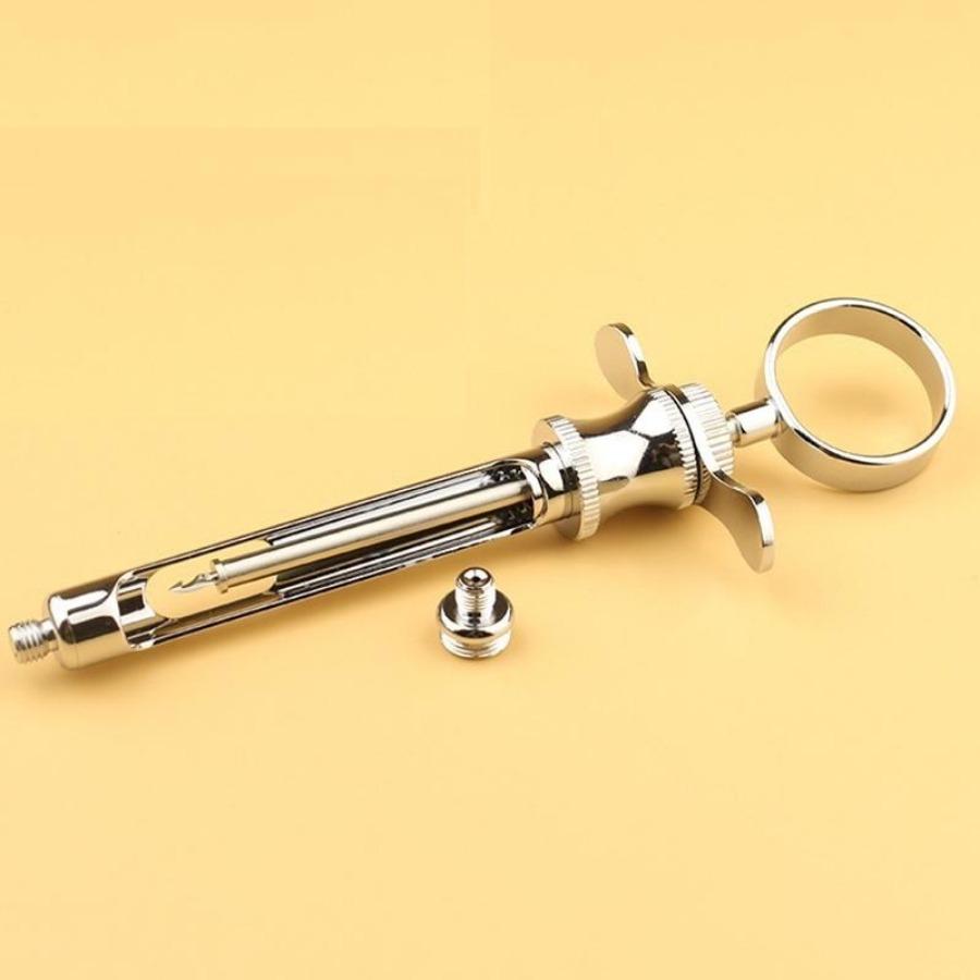 1PCS Stainless Steel Silver Dental Aspirating Syringe Dentist Surgical Instruments 1.8ML With Head