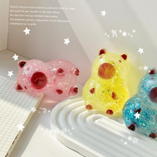 Glitter Capybara Sugar Stress Ball Anxiety Relief Clear Capybara Squeeze Toy Stretchy Slow Rising Relaxing Animal Pinch Fidget Toy