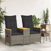 Vidaxl Rozkładana Sofa Ogrodowa Ze Stolikiem, 2-Os., Szara, Rattan Pe