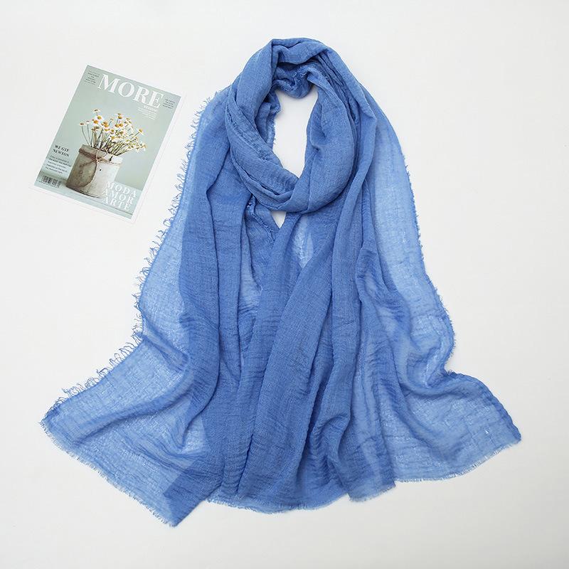 Hot-selling New Simple Solid Color Wrinkled Cotton and Linen Scarf, Soft and Skin-friendly In Winter, Warm Scarf Women