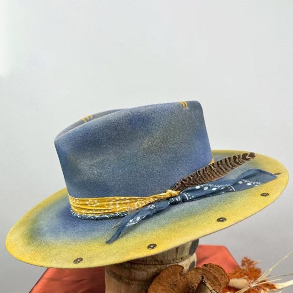 Cappello Homburg Panama Vintage Cappello da Rancher Western dell'Età Vittoriana Trilby Versatile Cappello a Cilindro per Cena Abbigliamento Casual all'Aperto