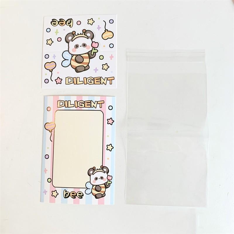 5 Set Korean Cute Animal Party Card Head Card Back Opp Bag  Star 3 Inch Photo Card DIY Packing Material Kawaii Gift Packaging