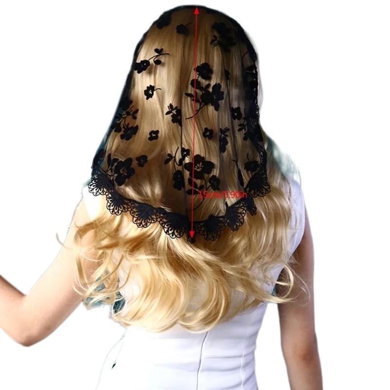 Round Lace Head Scarf Veil for Girl Hair Scarf Hair Decors Church Hair Scarf Headbands Ethnic Wedding Bride Headpiece