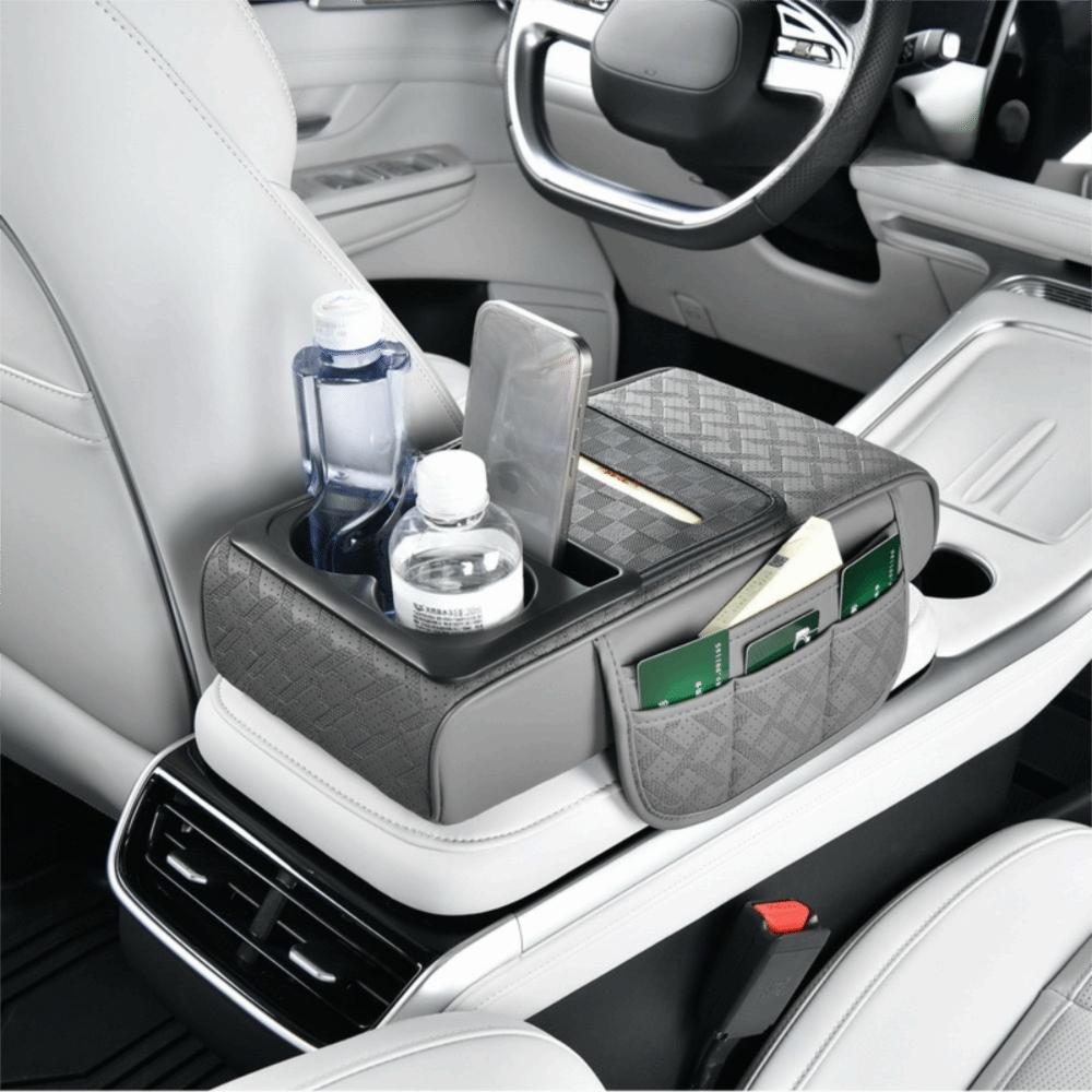 

2 Cup Holder Car Armrest Storage Box Tissue Box Arm Rest Heightening Pillow Trucks серый