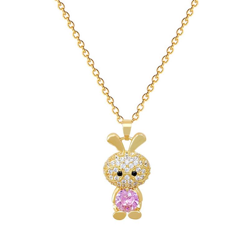 Titanium Steel, Glasses Rogue Rabbit Light Luxury Temperament Gorgeous Full Diamond Necklace Female Versatile Collarbone Chain Titanium Steel Chain