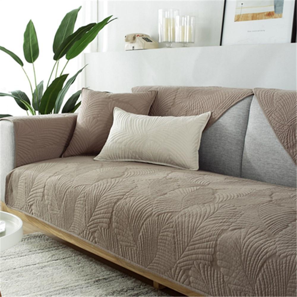 Four Seasons Universal Sofa Cushion Pure Cotton Fabric Cushion Cotton Nordic Simple Modern Non-Slip Solid Wood Sofa Cover Slipcover