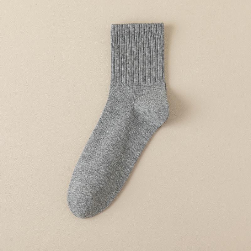Antibacterial, Breathable Mid-Calf Socks: Sweat-Absorbent, Casual, Versatile, Over-the-Knee Solid Color for Autumn/Winter