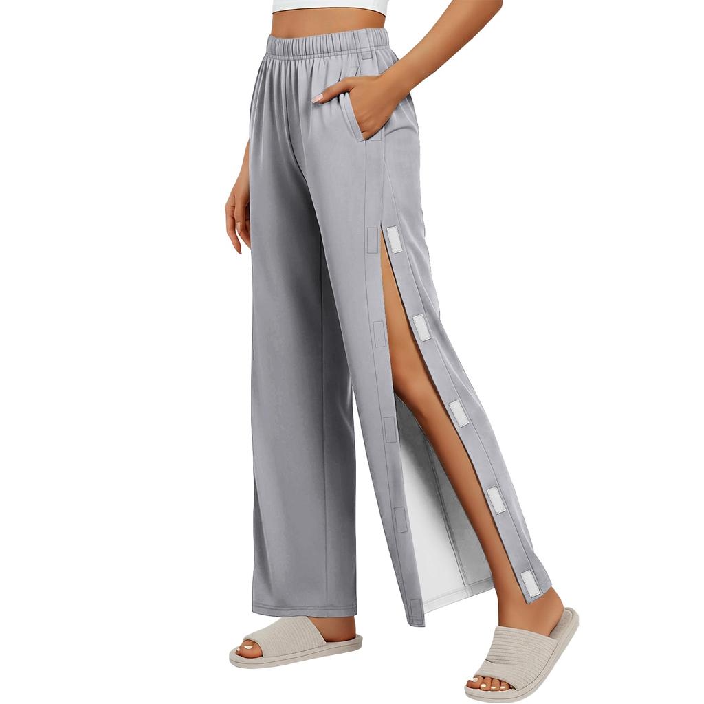 Women’s Side Closure Rehabilitation Pants Easy Open Adaptive Design Loose Fit Elastic Waistband