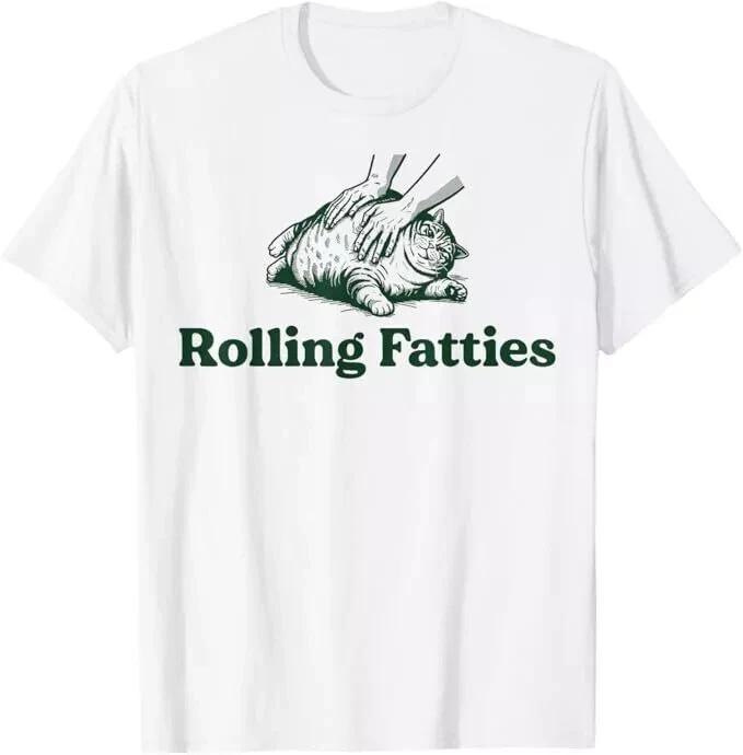Rolling Fatties Кот Смешной Милый Любитель Кошек Владелец Котенка Китти Футболка 2XL