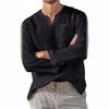 Fashion Men's Long Sleeve V-Neck Casual Beach Linen Shirt Men's Tops