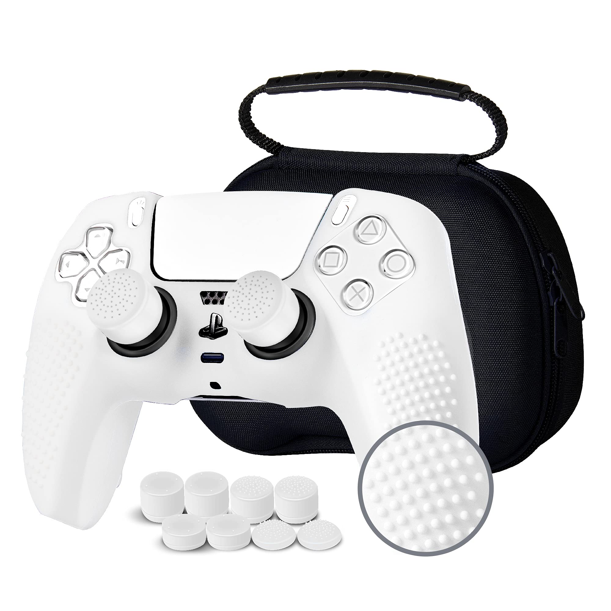 

Чохол для контролера JYXETOV PS5 Безкоштовна сумка для зберігання 8 силіконових кнопок можна заряджати оригінальним шаблоном, придатним для друку + (27 варіантів), шапка,