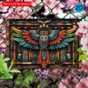 2d Flat 30*20cm, Wooden Aztec Owl Wall Art, Vibrant Bird Decoration for Home, Office, or Bathroom, Decorative Wall Poster, for Home, Kitchen, Garden