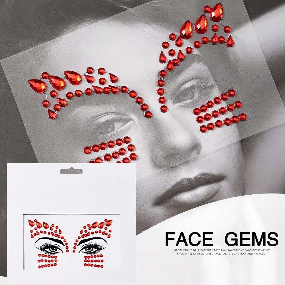 Fashion 3d Mermaid Face Gem Temporary Tattoo Crystal Body Facial Stickers, Shiny Glitter and Rhinestones for Festival Prom Party
