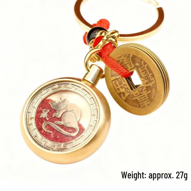 Brass Rotating Zodiac Keychain Pendant: Unisex Creative Handicraft