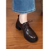 Craftsman Single Shoes Thick Lace-up Women's British Round Head Heel New Mid-autumn Leather Shoes Heel Loafers