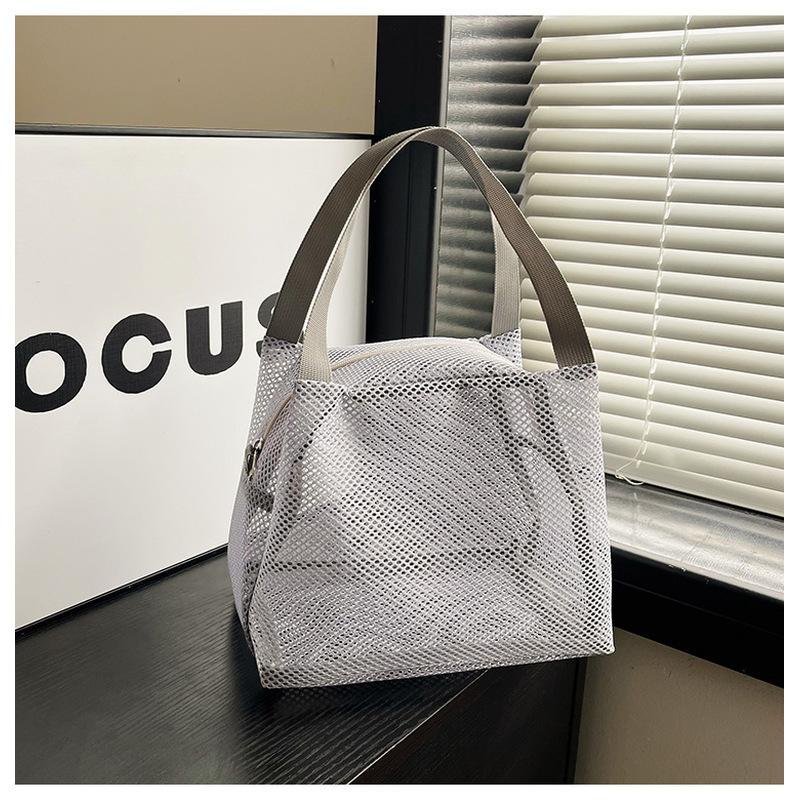 Large Capacity Mesh Bag with handle Travel Toiltery Makeup Bag Portable Beach Bag Cosmetic Zipper Pouch Shopping Bag