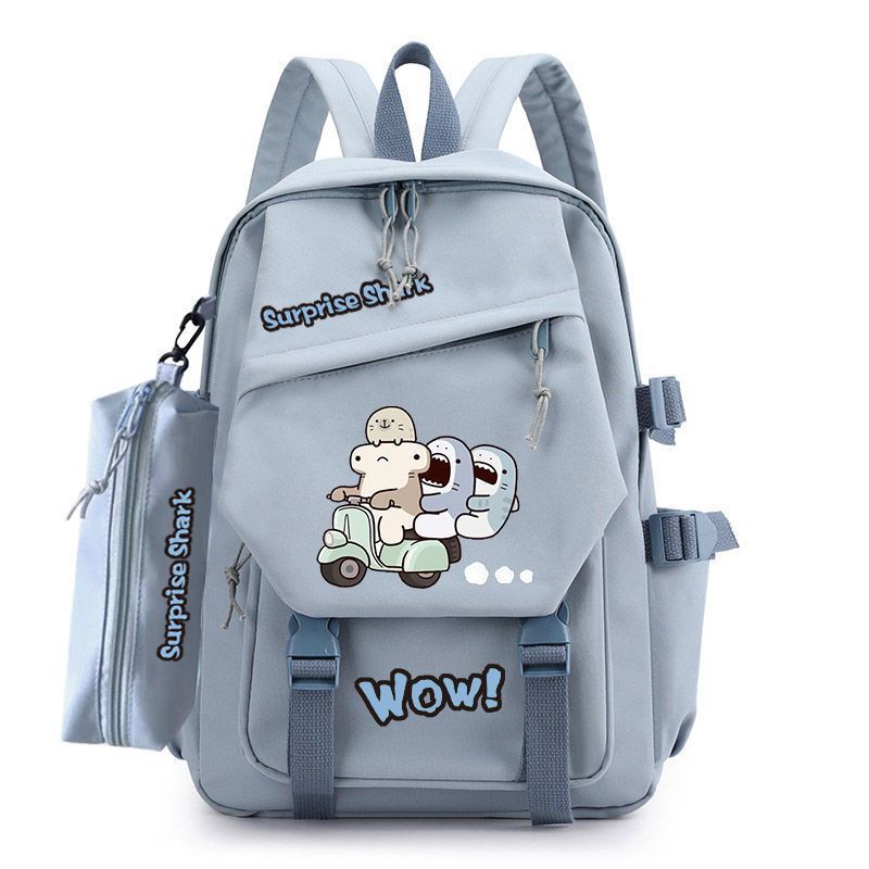 Spoof Cute Shark Expression Backpack Campus Youth Junior High School Students Elementary School Students Handsome Durable Backpack