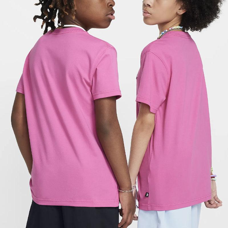 Nike T-Shirt Letter Print Pullover Round Neck Short Sleeve Kids tops Alchemy-Pink FN9673-605