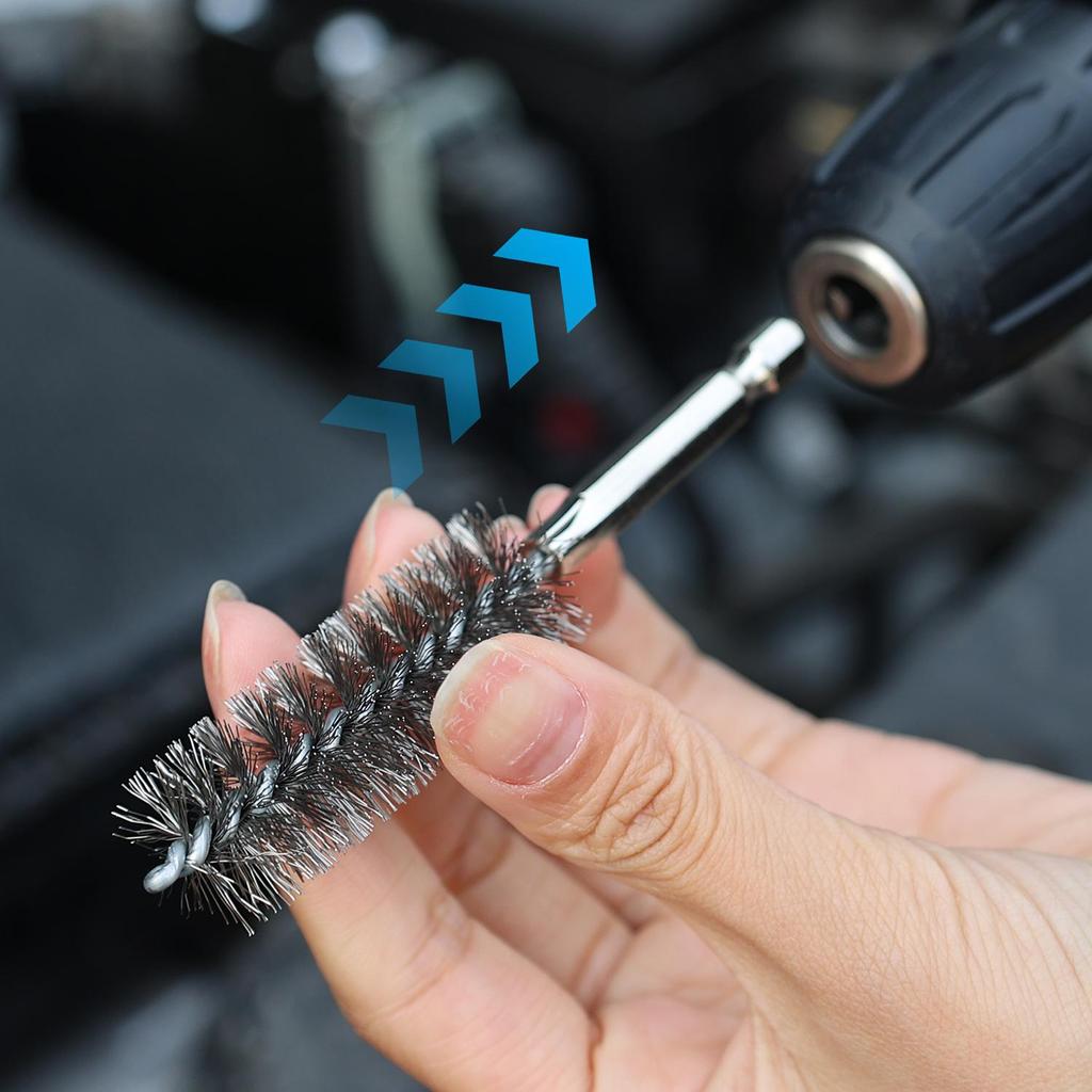 Hex Shank Stainless Steel Bore Brush Drill Bit Cleaning Rust Removal Brush Set Twisted Wire Brushes for Power Drill Cleaning
