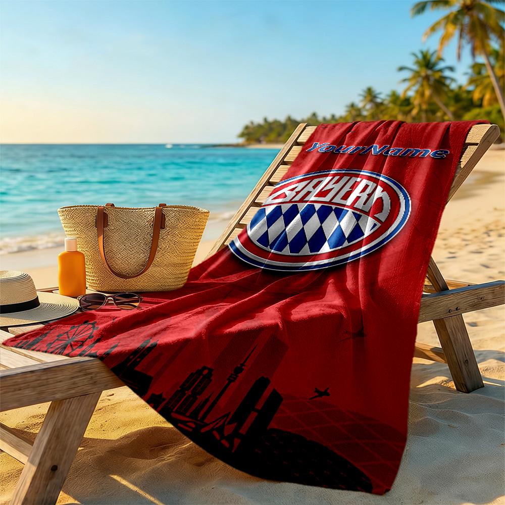 Bayern Munich Personalized Text Beach Towel Super Soft Microfiber Quickdry Fabric