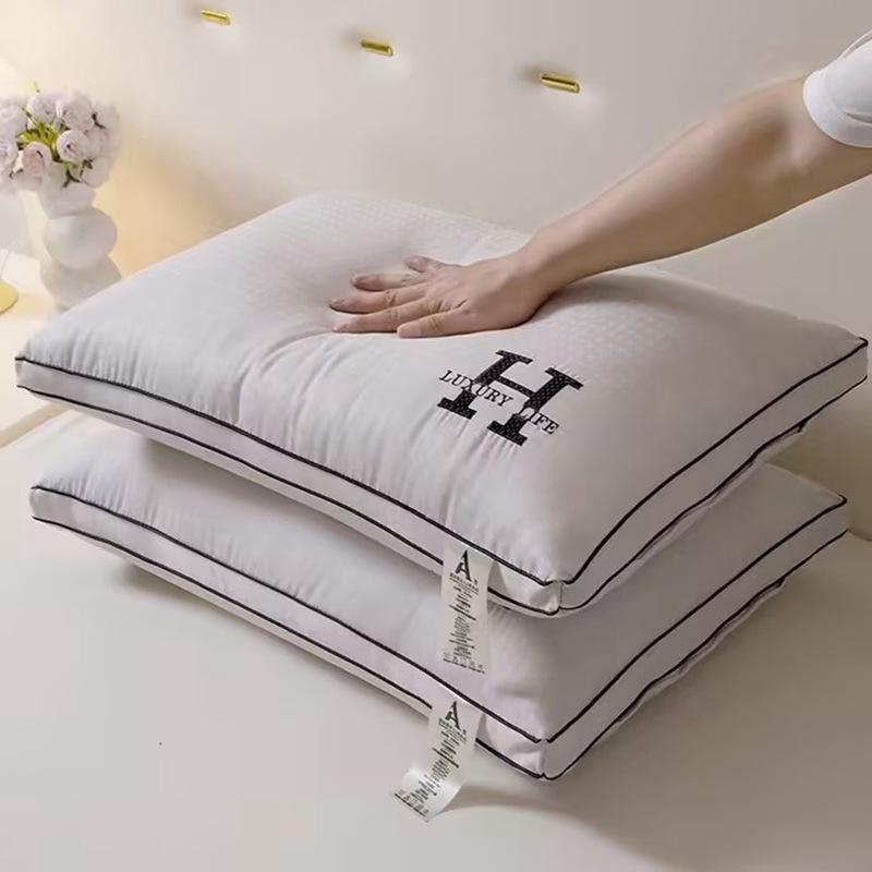 Cervical Spine Protection Pillow with Embroidered Pure Cotton Pillow Core
