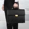 Mallette d'affaires pour homme en cuir véritable, antivol, polyvalente, pour ordinateur et sac à main en cuir de vache