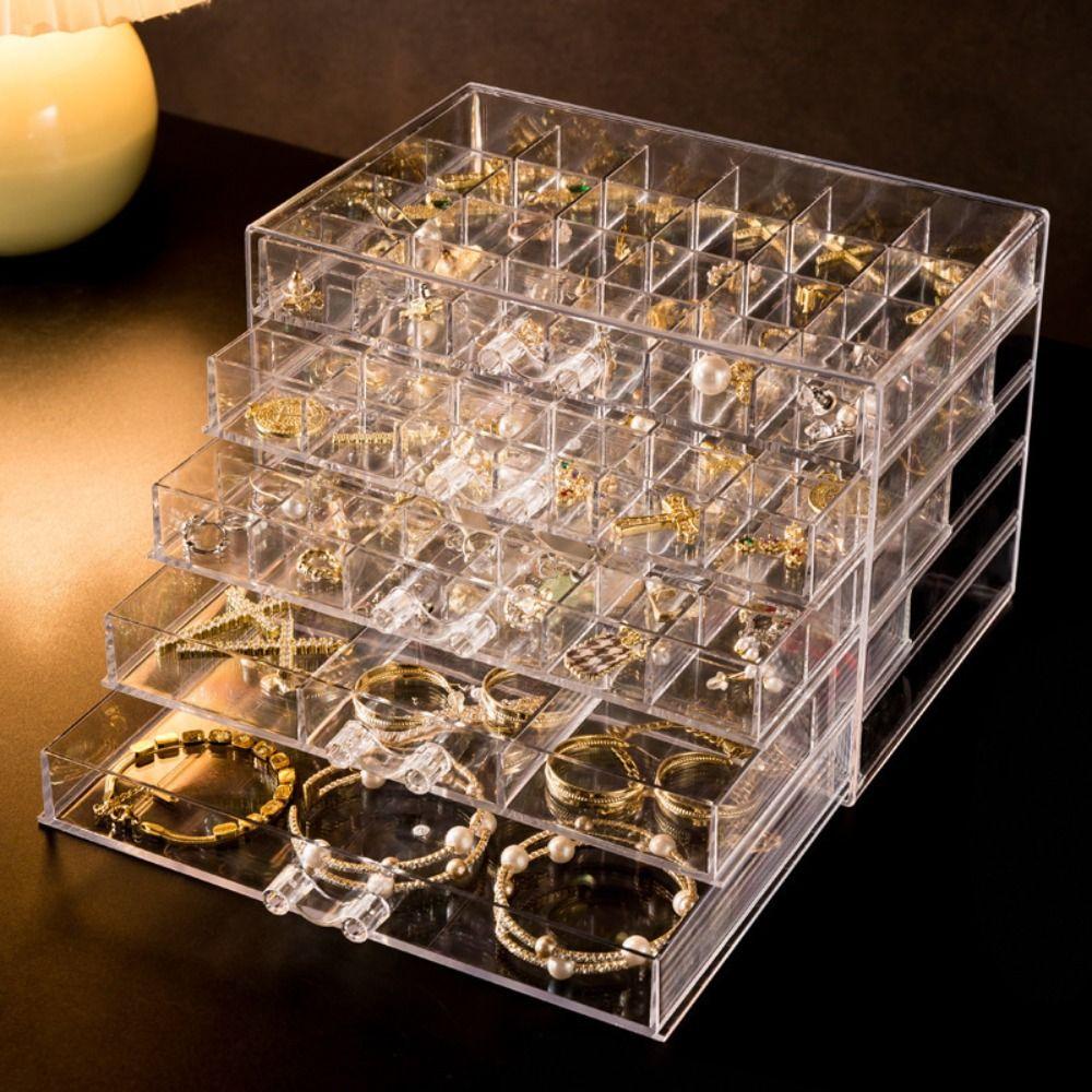 120Grids Jewelry Storage Box Acrylic Nail Art Organizer Box Jewelry Transparent Box Vanity