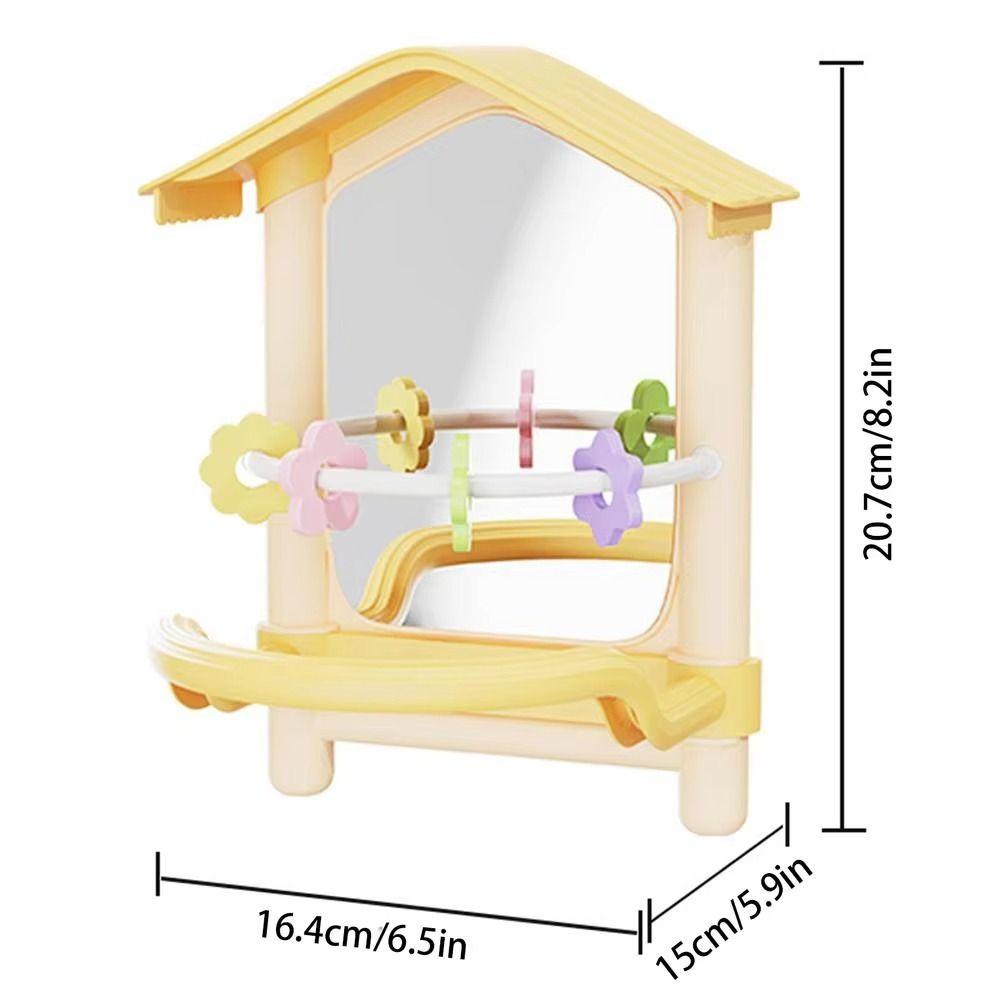 Anti-slip Bird Mirror with Perch Bite-resistance Bird Mirror for Cage Bird Cage Toys Outdoor