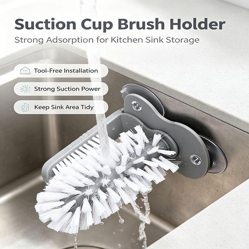 Suction Mount Rotating Bottle Brush Multifunctional Cup Cleaner For Glass Water Bottles Mugs Kitchen Sink Cleaning Tool