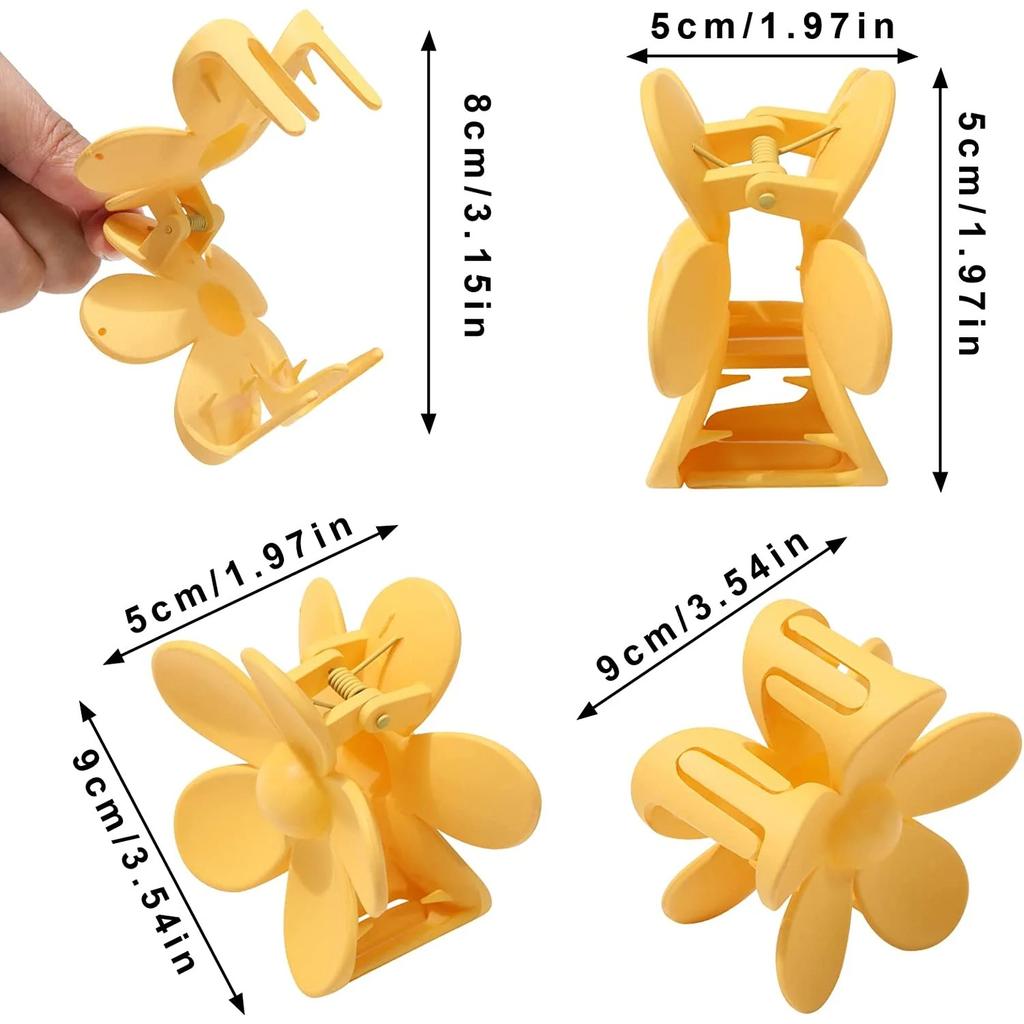 Flower Cute Hair Claw Clips - 4Pcs Flower Hair Clip Nonslip Strong Hold Hair 3 Inch Matte Small Flowers Claw Clips for Women and Girls