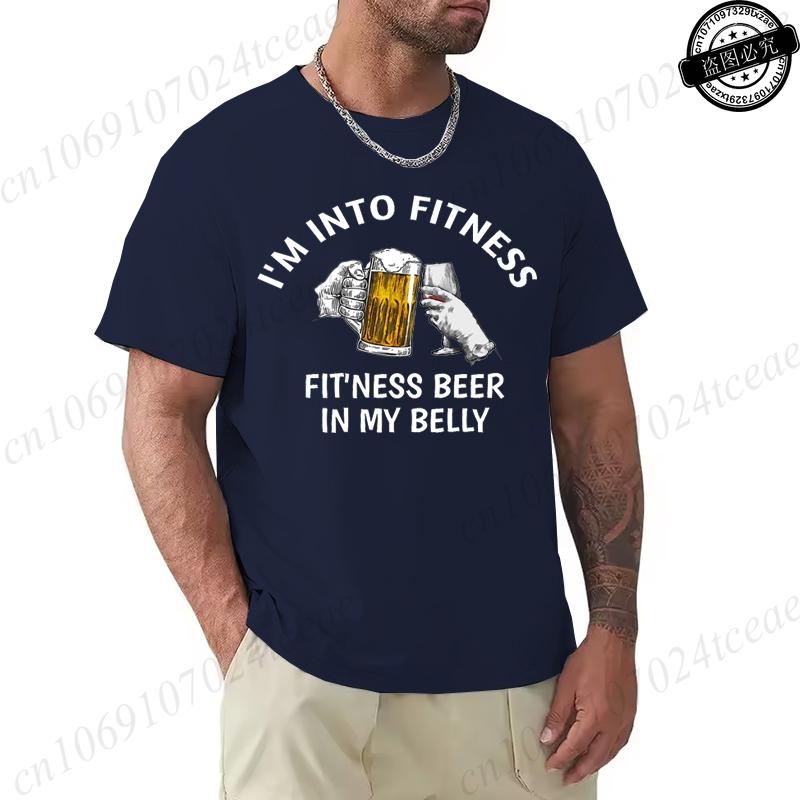 

Im Into Fitness Fitness Beer Print Mens TShirt Clothing Humorous Graphic Tee Shirts for Women Tops Tees Hip Hop Streetwear 4XL